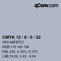 カラーコード: CMYK 12 / 8 / 0 / 22 | qconv.com
