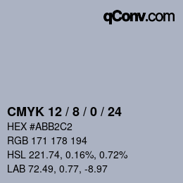 カラーコード: CMYK 12 / 8 / 0 / 24 | qconv.com