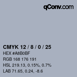 カラーコード: CMYK 12 / 8 / 0 / 25 | qconv.com