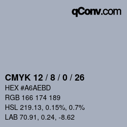 カラーコード: CMYK 12 / 8 / 0 / 26 | qconv.com