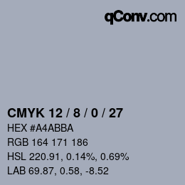 颜色代码: CMYK 12 / 8 / 0 / 27 | qconv.com