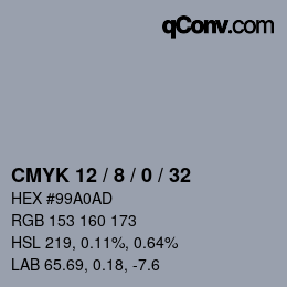 カラーコード: CMYK 12 / 8 / 0 / 32 | qconv.com