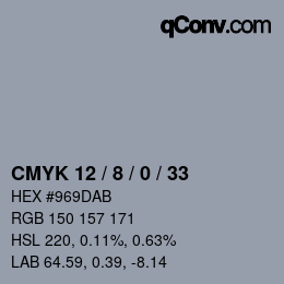 颜色代码: CMYK 12 / 8 / 0 / 33 | qconv.com