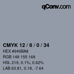 カラーコード: CMYK 12 / 8 / 0 / 34 | qconv.com