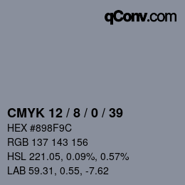 颜色代码: CMYK 12 / 8 / 0 / 39 | qconv.com