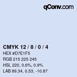 カラーコード: CMYK 12 / 8 / 0 / 4 | qconv.com