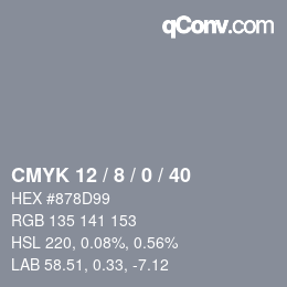 Color code: CMYK 12 / 8 / 0 / 40 | qconv.com