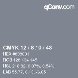颜色代码: CMYK 12 / 8 / 0 / 43 | qconv.com
