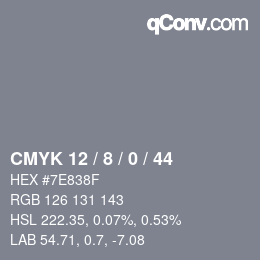 カラーコード: CMYK 12 / 8 / 0 / 44 | qconv.com