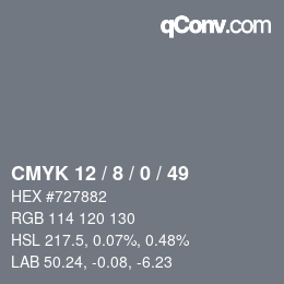 カラーコード: CMYK 12 / 8 / 0 / 49 | qconv.com