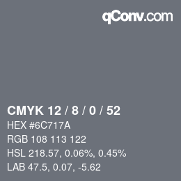 Color code: CMYK 12 / 8 / 0 / 52 | qconv.com