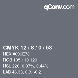 颜色代码: CMYK 12 / 8 / 0 / 53 | qconv.com