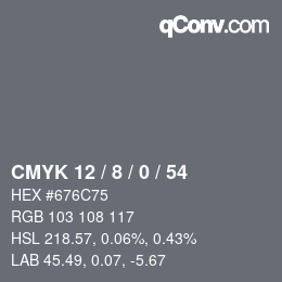 カラーコード: CMYK 12 / 8 / 0 / 54 | qconv.com