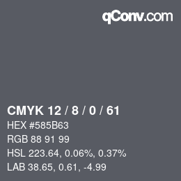 Farbcode: CMYK 12 / 8 / 0 / 61 | qconv.com