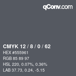 カラーコード: CMYK 12 / 8 / 0 / 62 | qconv.com