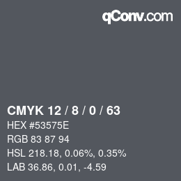 Color code: CMYK 12 / 8 / 0 / 63 | qconv.com