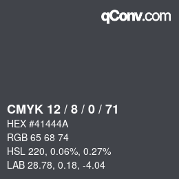 カラーコード: CMYK 12 / 8 / 0 / 71 | qconv.com