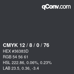 カラーコード: CMYK 12 / 8 / 0 / 76 | qconv.com