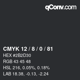 颜色代码: CMYK 12 / 8 / 0 / 81 | qconv.com