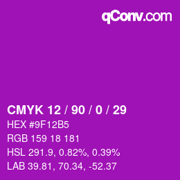 Color code: CMYK 12 / 90 / 0 / 29 | qconv.com