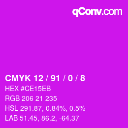 Color code: CMYK 12 / 91 / 0 / 8 | qconv.com