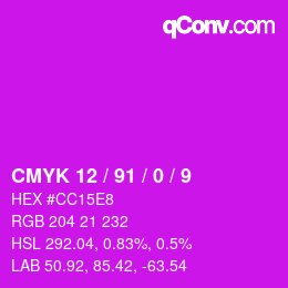 Color code: CMYK 12 / 91 / 0 / 9 | qconv.com