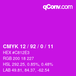 カラーコード: CMYK 12 / 92 / 0 / 11 | qconv.com