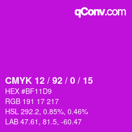 カラーコード: CMYK 12 / 92 / 0 / 15 | qconv.com