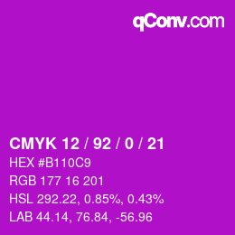 Color code: CMYK 12 / 92 / 0 / 21 | qconv.com