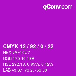 Color code: CMYK 12 / 92 / 0 / 22 | qconv.com