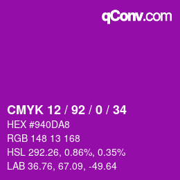 颜色代码: CMYK 12 / 92 / 0 / 34 | qconv.com