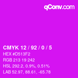 カラーコード: CMYK 12 / 92 / 0 / 5 | qconv.com