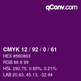 カラーコード: CMYK 12 / 92 / 0 / 61 | qconv.com