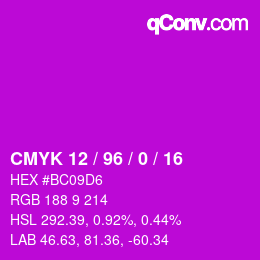 Color code: CMYK 12 / 96 / 0 / 16 | qconv.com