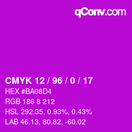 Color code: CMYK 12 / 96 / 0 / 17 | qconv.com