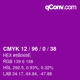 颜色代码: CMYK 12 / 96 / 0 / 38 | qconv.com