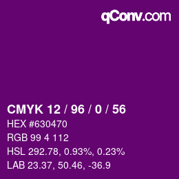 Color code: CMYK 12 / 96 / 0 / 56 | qconv.com