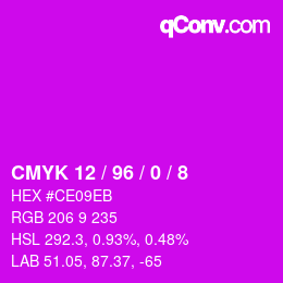 カラーコード: CMYK 12 / 96 / 0 / 8 | qconv.com