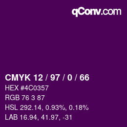 颜色代码: CMYK 12 / 97 / 0 / 66 | qconv.com