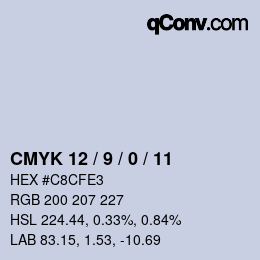 カラーコード: CMYK 12 / 9 / 0 / 11 | qconv.com
