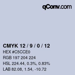 カラーコード: CMYK 12 / 9 / 0 / 12 | qconv.com