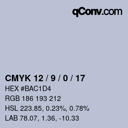 颜色代码: CMYK 12 / 9 / 0 / 17 | qconv.com