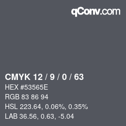 Color code: CMYK 12 / 9 / 0 / 63 | qconv.com