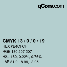 Color code: CMYK 13 / 0 / 0 / 19 | qconv.com