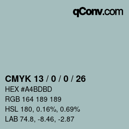 Color code: CMYK 13 / 0 / 0 / 26 | qconv.com