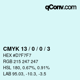 Color code: CMYK 13 / 0 / 0 / 3 | qconv.com
