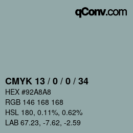 カラーコード: CMYK 13 / 0 / 0 / 34 | qconv.com