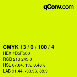 カラーコード: CMYK 13 / 0 / 100 / 4 | qconv.com