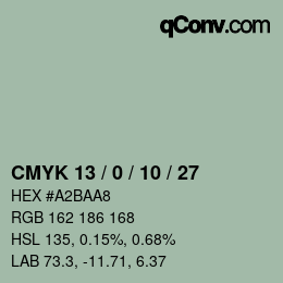 Color code: CMYK 13 / 0 / 10 / 27 | qconv.com