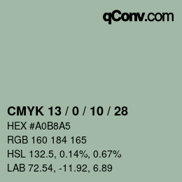 カラーコード: CMYK 13 / 0 / 10 / 28 | qconv.com